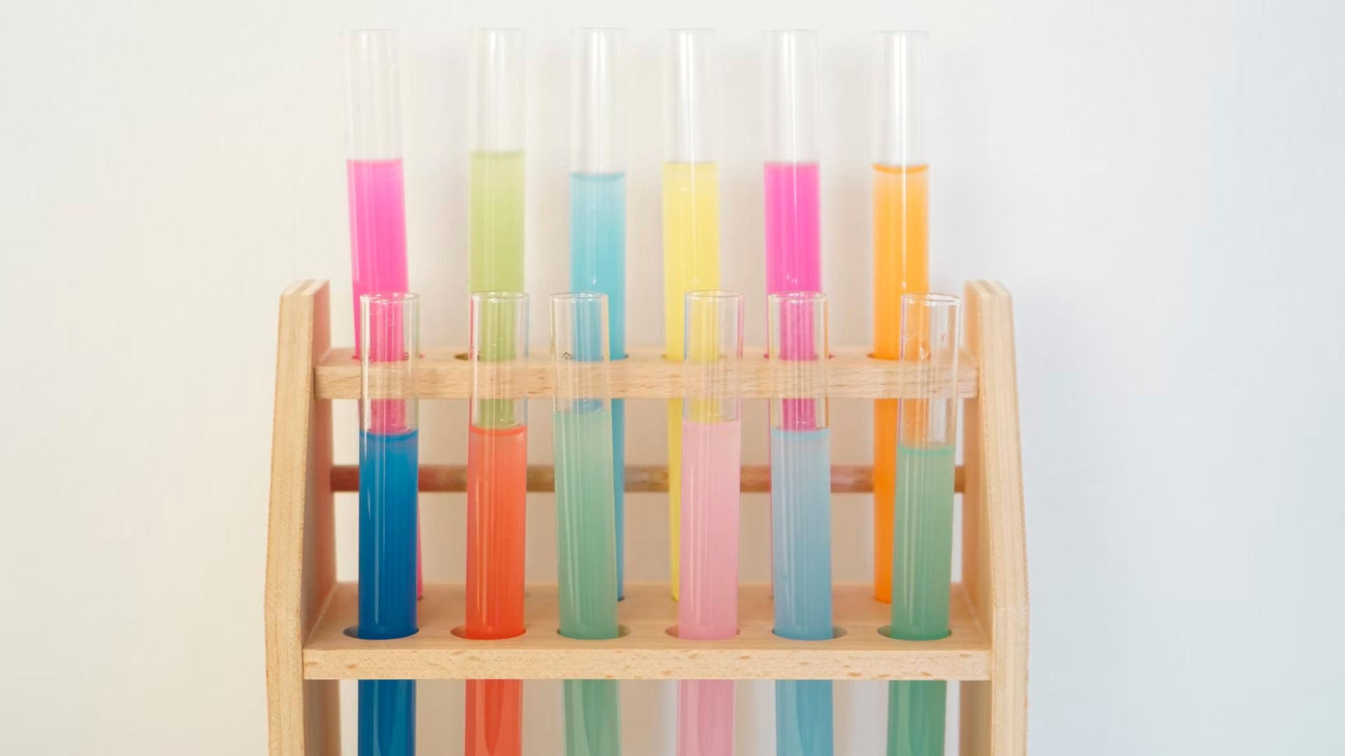 Chemistry Vials filled with colorful liquids